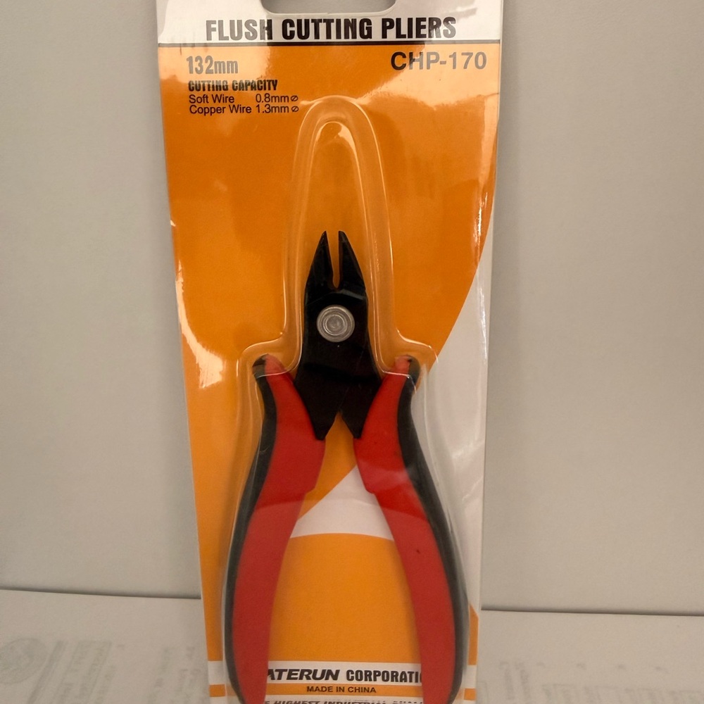 Flush Cutting Pliers with Red and Black Handles